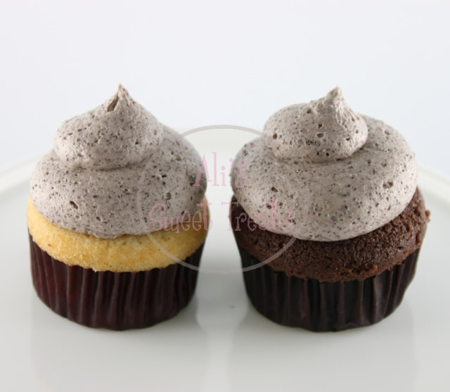 Cookies n' Cream - Our chocolate or vanilla cake topped with delicious Oreo buttercream.